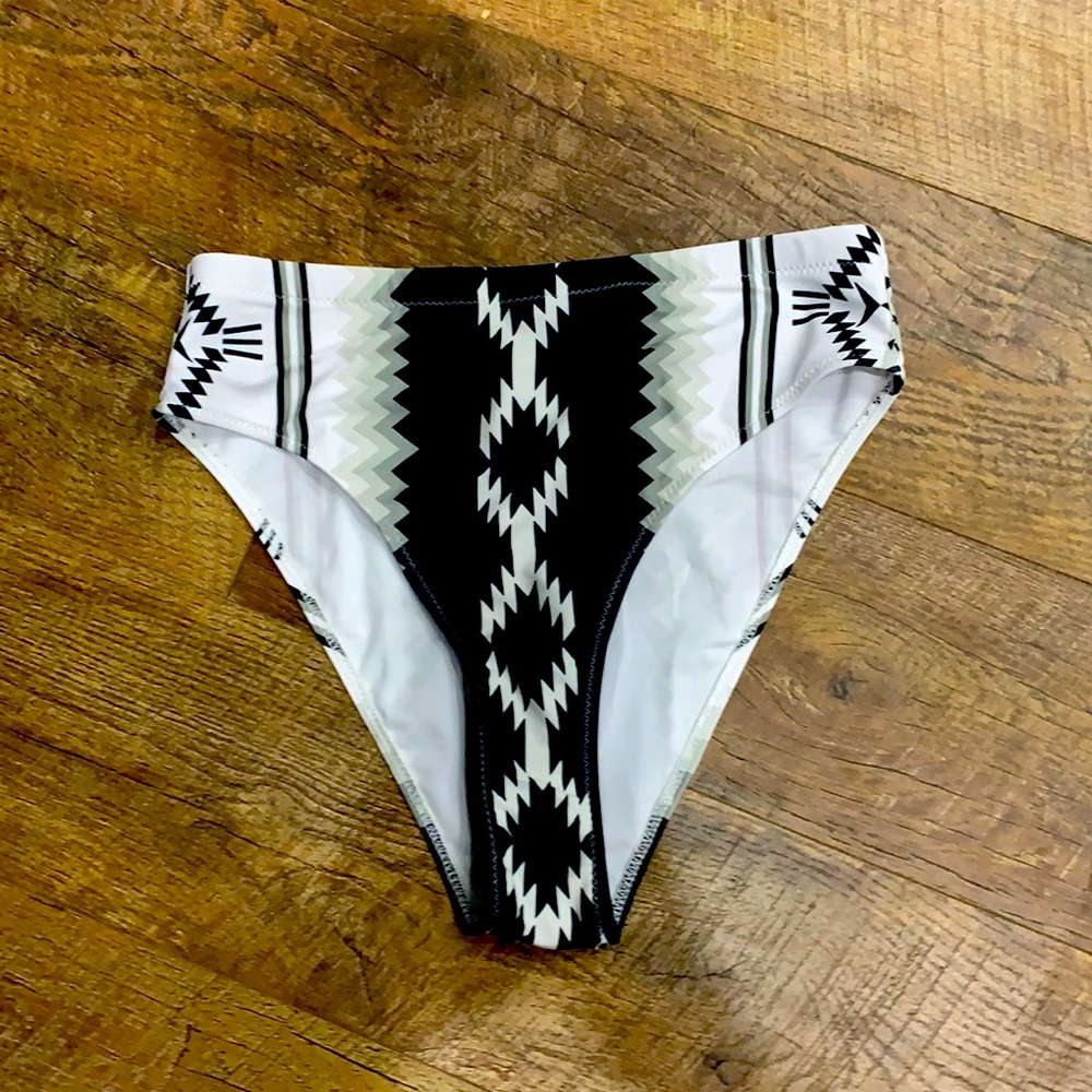Aztec print high rise bikini bottom.